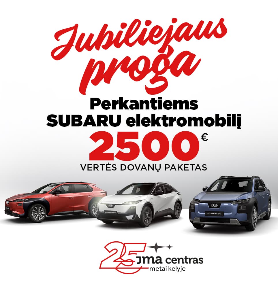 JMA Centro 25-mečio jubiliejus: specialus pasiūlymas „Subaru“ elektromobiliams